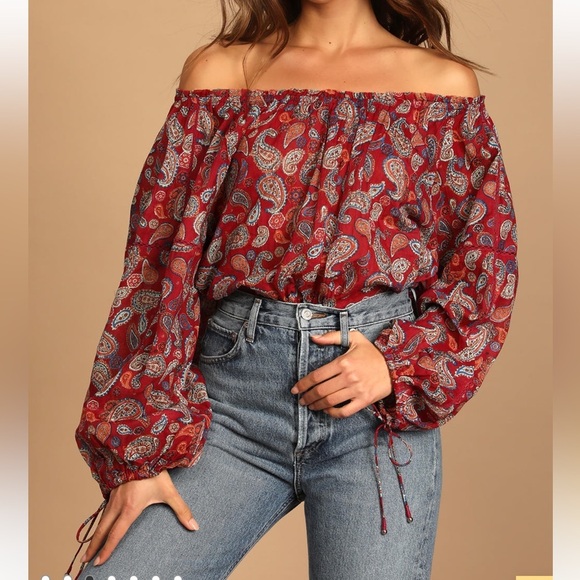 Free People Tops - Free People boho red sundown paisley print bodysuit intimately valentine